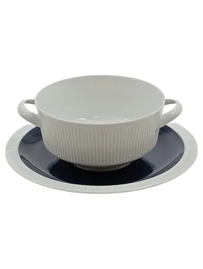 Arzberg Suppentasse mit Untertasse Porzellan Weiß Klassisch 17 cm