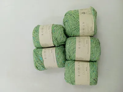 Rowan purelife Revive Strickgarn 5 Knäuel Grün Meliert Seide Baumwolle Viskose