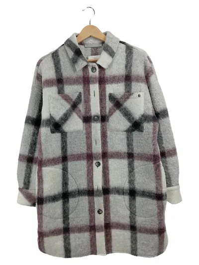 Betty & Co Damen Oversize Sweatjacke Hemdjacke Kariert Grau Gr. 38 M