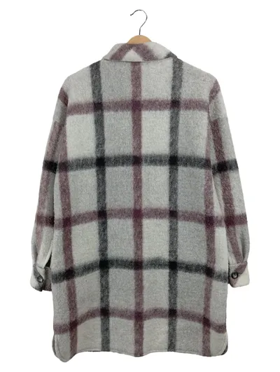 Betty & Co Damen Oversize Sweatjacke Hemdjacke Kariert Grau Gr. 38 M