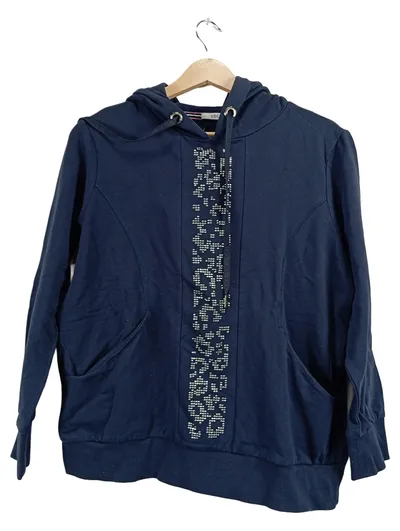 CECIL Damen Kapuzenpullover Hoodie Strass Leopard Blau Gr. S 36