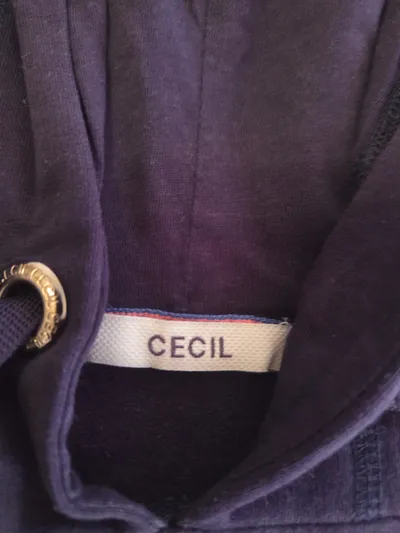 CECIL Damen Kapuzenpullover Hoodie Strass Leopard Blau Gr. S 36
