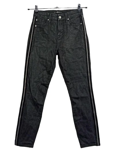 7 For All Mankind Damen Jeans Slim Fit Gr. 36 W28 Schwarz Reißverschluss