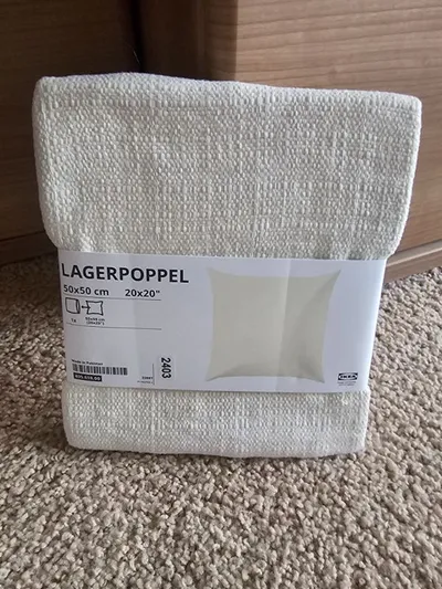 IKEA LAGERPOPPEL Dekokissen Bezug 50x50 cm Beige Strukturmuster Polyester