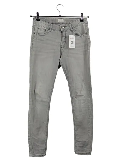 QS by s.Oliver Damen Jeans Tapered Fit Grau Gr. 36 W28