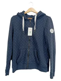 Esprit edc Damen Sweatjacke Hoodie Blau Punkte Gr. 40 L Kapuze Reißverschluss 1