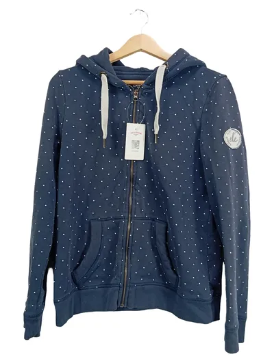 Esprit edc Damen Sweatjacke Hoodie Blau Punkte Gr. 40 L Kapuze Reißverschluss