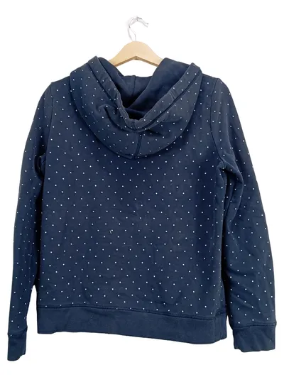 Esprit edc Damen Sweatjacke Hoodie Blau Punkte Gr. 40 L Kapuze Reißverschluss