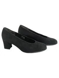 Gabor Fashion Pumps Damen Gr. 38 Schwarz Wildleder Blockabsatz Leder 2