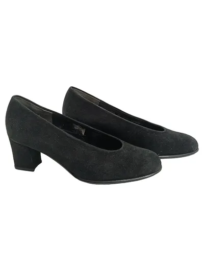 Gabor Fashion Pumps Damen Gr. 38 Schwarz Wildleder Blockabsatz Leder