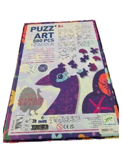 Djeco Puzz'Art Peacock 500 Teile Puzzle Pfau Silhouette Formpuzzle
