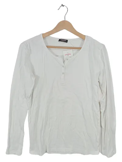 Conleys Damen Langarmshirt Henley-Shirt Basic Weiß Gr. 48