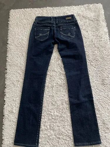 SEYOO Jeans Damen Gr. 38 Blau Regular Fit Strass Knöpfe Hose