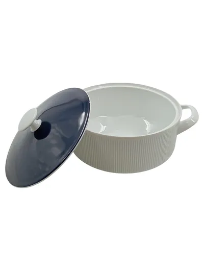 Arzberg Kochtopf mit Deckel Porzellan Weiß Blau 18x13cm 2, 5L
