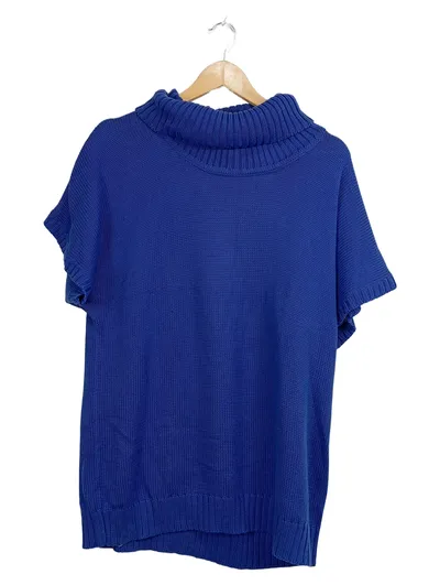 Ambria Damen Pullunder Kurzarm Pullover Rollkragen Blau Gr. 46 Casual