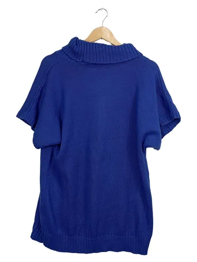 Ambria Damen Pullunder Kurzarm Pullover Rollkragen Blau Gr. 46 Casual