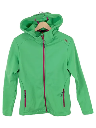 CMP Damen Fleecejacke Kapuze Grün Gr. 42 XL Sport Outdoor