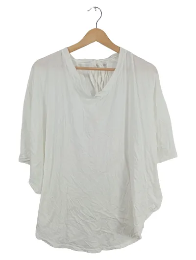 81hours Damen T-Shirt Gr. 36 S Weiß Oversize Rückenausschnitt Bindeband Casual