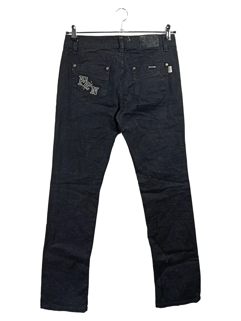 FE.N (Fashion Europe Net) Jeans Straight Leg Schwarz Damen Gr. 40 W31 L32 2