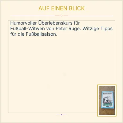 Fußball-Witwen Ein Überlebenskurs Peter Ruge TOMUS Humorbuch