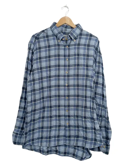 Stenströms Herren Freizeithemd Blau Kariert Langarm Button-Down Gr. XL