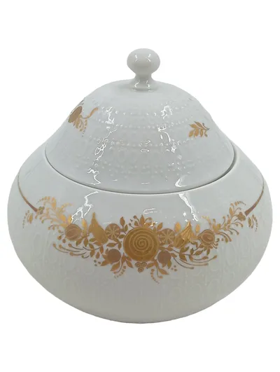Rosenthal Zuckerdose Porzellan Weiß Gold Blumenmuster Klassisch