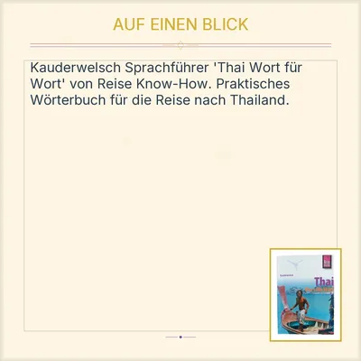 Reise Know-How Kauderwelsch Thai Wort für Wort Sprachführer Thailand Wörterbuch