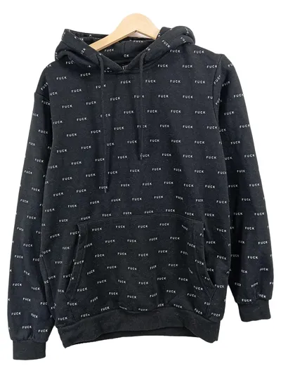 Fishbone Herren Kapuzenpullover Hoodie Schwarz Allover-Print Gr. 46 S