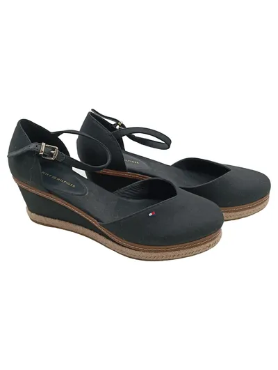 Tommy Hilfiger Damen Espadrilles Keilabsatz Schuhe Schwarz Gr 41 Casual