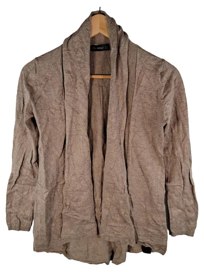 Zara Strickjacke Cardigan Damen Langarm Beige Meliert Gr. S