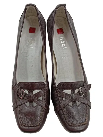 Högl Damen Pumps Leder Braun Gr. 38.5 Blockabsatz Klassisch