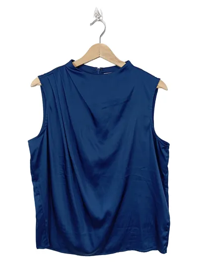 Christian Berg Selection Damen Bluse Top Ärmellos Blau Gr. 40 Elegant