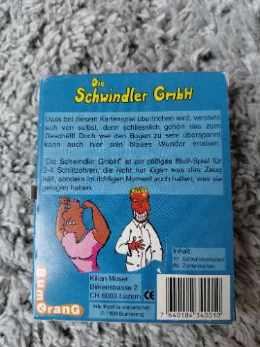 Die Schwindler GmbH Kartenspiel Kilian Moser Bumerang Bluff-Spiel