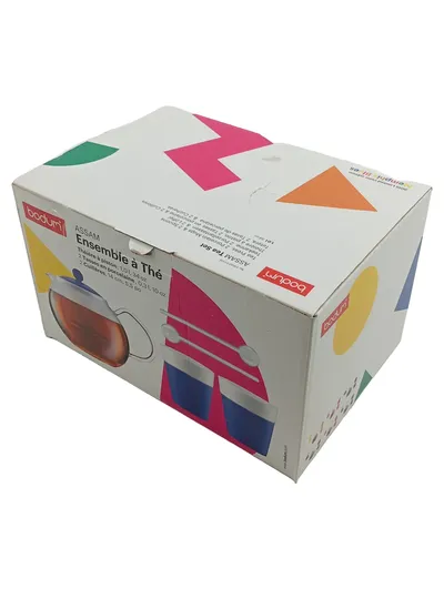 Bodum Assam Tea Set Teebereiter 1L 2 Tassen 2 Löffel Blau Modern