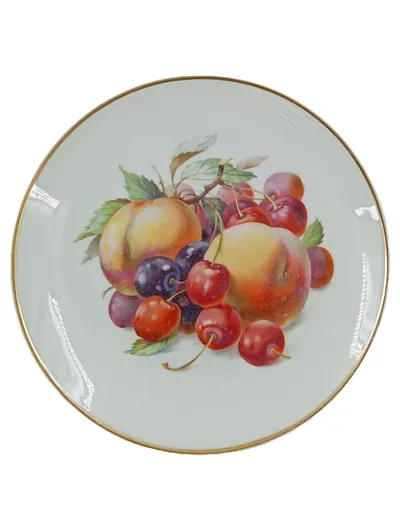 Thomas Sammelteller Obstdekor Bavaria Porzellan 19 cm Weiß Goldrand