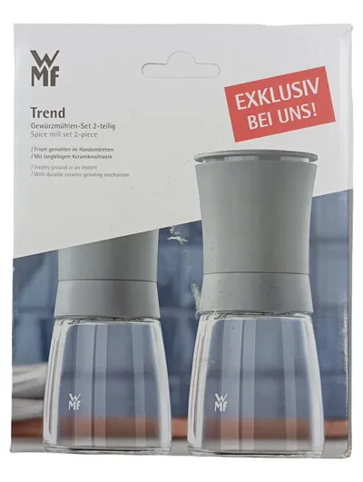WMF Ceramill Trend Gewürzmühlen-Set 2-teilig Glas Kunststoff Keramik Grau 14cm