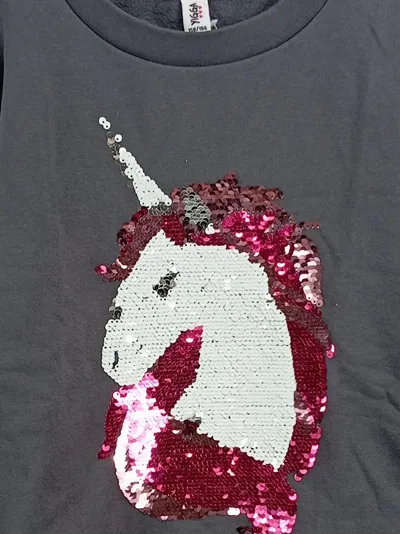 Yigga Mädchen Sweatshirt Pullover Gr. 158 Grau Einhorn Wendepailletten