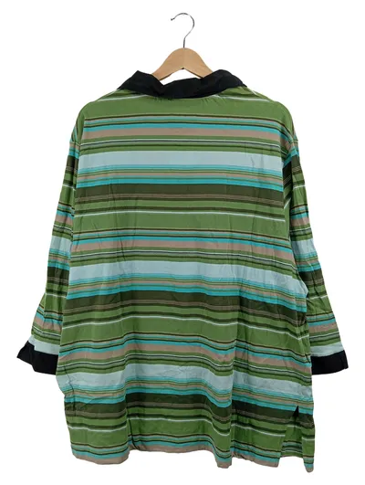 Canda Damen Poloshirt Grün Gestreift Gr. 48 Langarm Casual