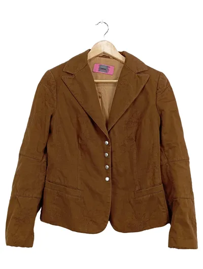 CINQUE Damen Blazer Gr. 36 Braun Baumwolle Bestickt Elegant