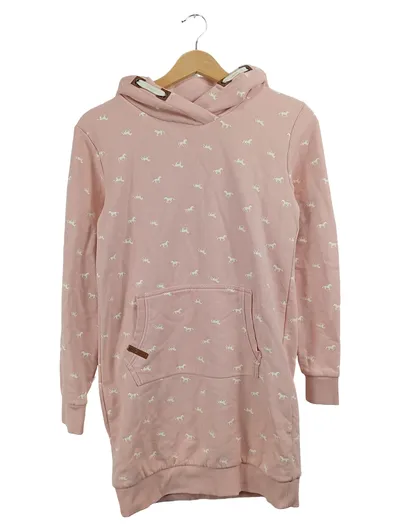 Yigga Sweatkleid Rosa Gr. 158 Pferde-Muster Kapuze Casual