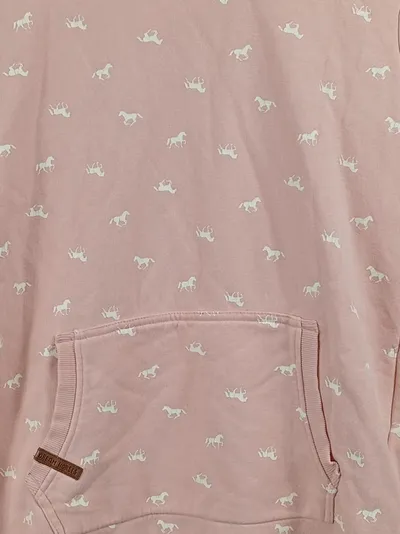 Yigga Sweatkleid Rosa Gr. 158 Pferde-Muster Kapuze Casual