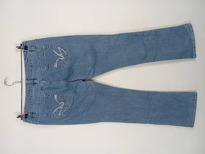 Miss Bonbon Damen Jeans Bootcut Blau Gr. 44 W35 XXL Strasssteine