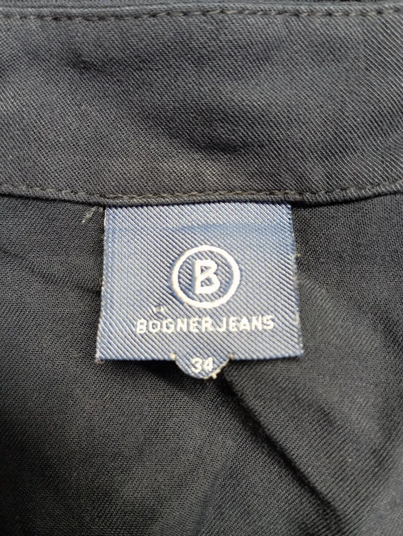 Bogner Jeans Damen T-Shirt Blau Gr. 34 XS V-Ausschnitt Falten Viskose Kurzarm 3