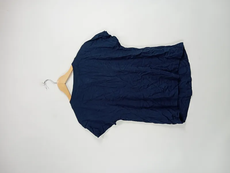Bogner Jeans Damen T-Shirt Blau Gr. 34 XS V-Ausschnitt Falten Viskose Kurzarm 4