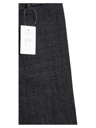 Desigual Damen Jeans Wide Fit Gr. 44 Schwarz Strasssteine