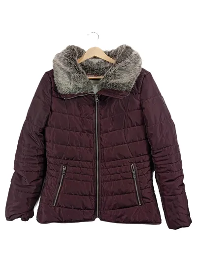 Q, S designed by Steppjacke Damen Gr. 40 L Lila Gesteppt Fellbesatz Casual