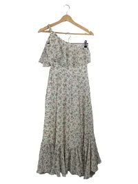 Claudie Pierlot Sommerkleid Maxikleid One-Shoulder Blumen Weiß Gr. 38 2