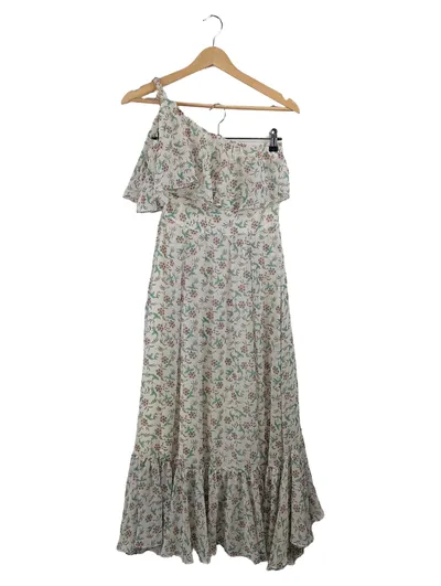 Claudie Pierlot Sommerkleid Maxikleid One-Shoulder Blumen Weiß Gr. 38