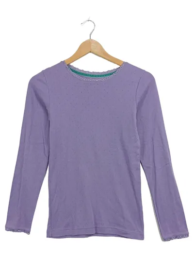 Boden Langarmshirt Mädchen Gr. 164 Lila Lochmuster Spitzendetails
