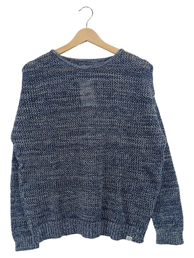Desires Damen Pullover Strickpullover Gr. 38 M Blau Meliert 100% Baumwolle